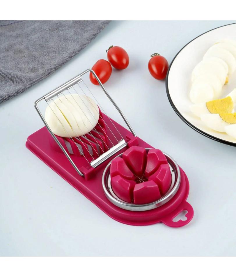 Multifunctional PP Base Egg Cutter 2-in-1 Stainless Steel Wire Pull Egg Cutter for Hanging High-quality Kitchen Accessory Tools