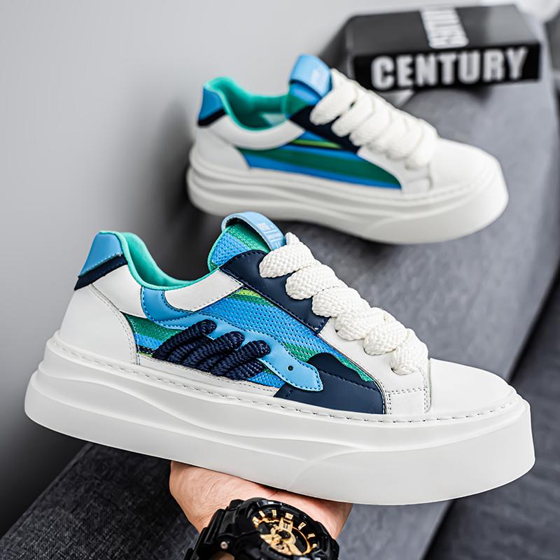 

Spring Summer Rainbow Canvas Shoes Fashion Casual Men Streetwear Sneakers Breathable Flat Vulcanized Sneakers Mens Trendy Shoes 39 синий