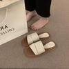 2025 New Summer Retro Square Toe Open Toed Flat Slippers for Women's Summer Dress Fairy Style Seaside Vacation Beach Sandals