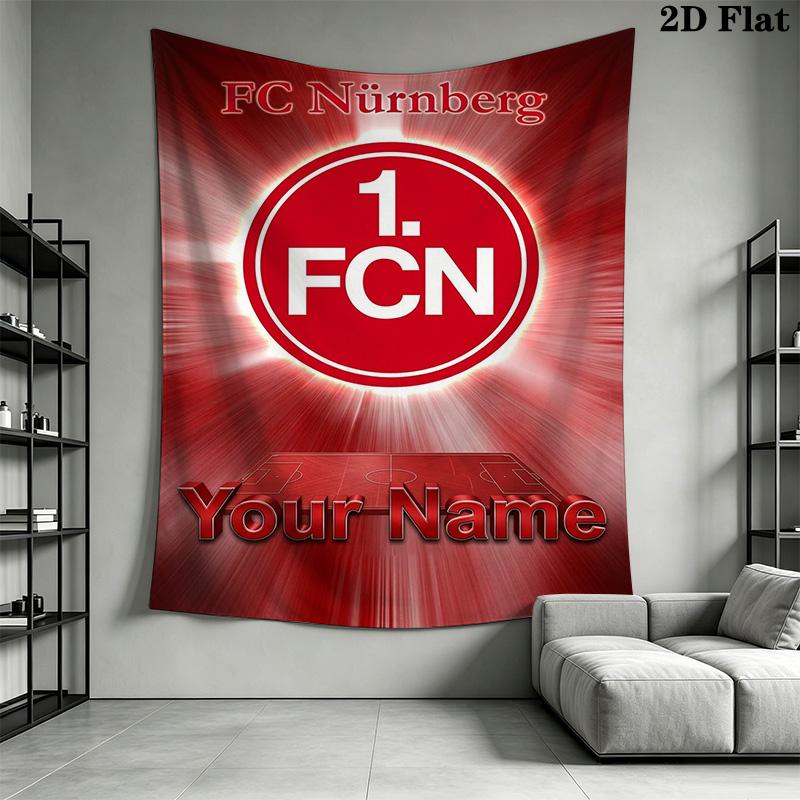 Name Custom 1.FC Nürnberg Logo Wall Tapestry Aesthetic Wall Hanging Printed Fabric Blanket Decorative Tapestries for Bedroom Living Room Home Decor