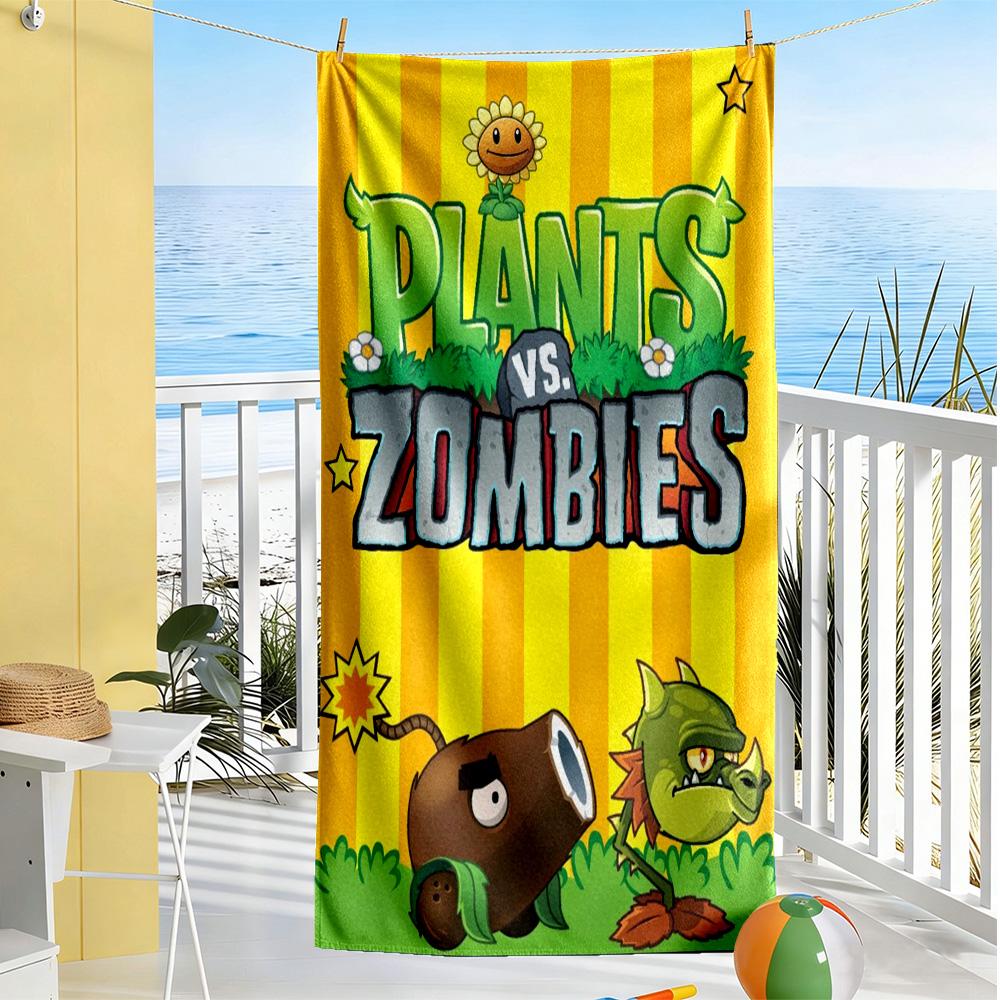 Plants Vs. Zombies Beach Towel Quick-Dry Soft Microfiber Comfortable Lightweight Perfect for Traveling Yoga Camping and Swimming