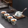 Sterling Silver Ceramic Japanese Pot Four Cups Portable Home Travel Portable Taotie Pattern Kung Fu Travel Tea Set