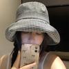 Summer Women's Sunshade Hat Sun Face Covering Fashion Thousand Bird Plaid Sunscreen Fisherman Hat