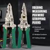 Multifunctional Wire Stripper With Electrical Test Pen Foldable Cable Cutter Crimper Tool, Electrical Folding Pliers For Cutting