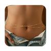 Double Layer Gold Non Tarnish Beaded Chain Belt With Cross Clip Ball Decorative Fashion Waist Accessory For Women