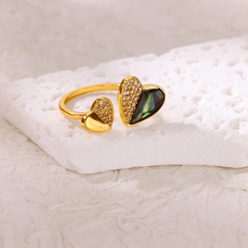 Heart Ring Women's K Gold Micro-inlaid Zircon Temperament Designer Ring High-end Commuting