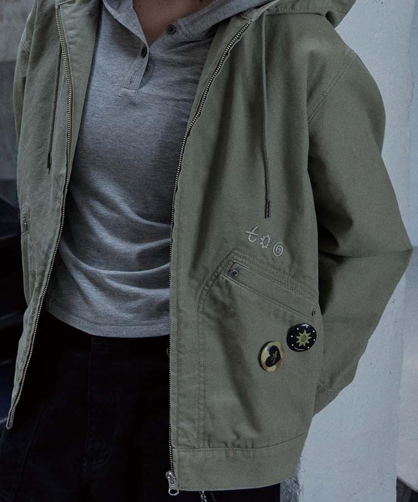 Tony Lawrence Washed Hoodie Work Jacket Light Khaki