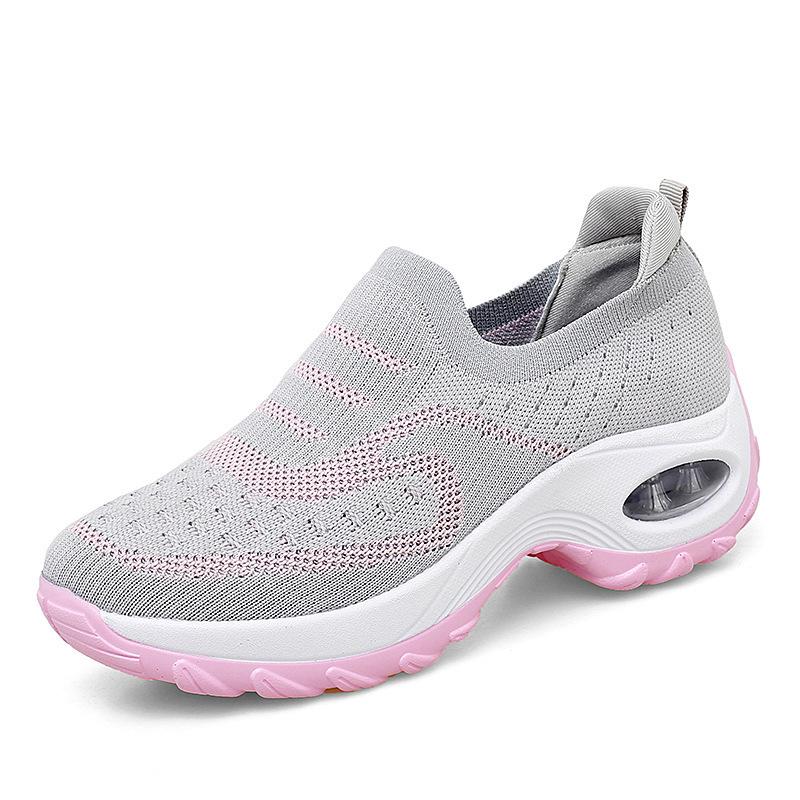 Plus Size Women s 2024 Summer Fly-Knit Mesh Casual Shoes - Breathable, Fashionable Trend 40 серый