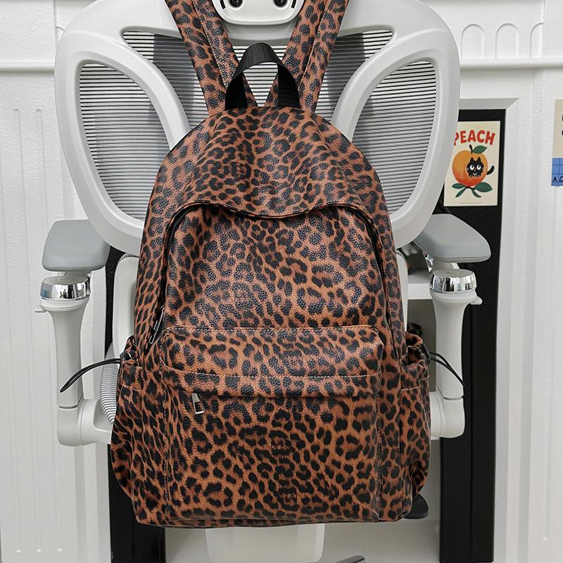 Leopard Print Backpack Women's Travel Casual Backpack Student Schoolbag