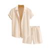 Men's Summer Color Short Sleeve Button Lapel Shirt Shorts Set