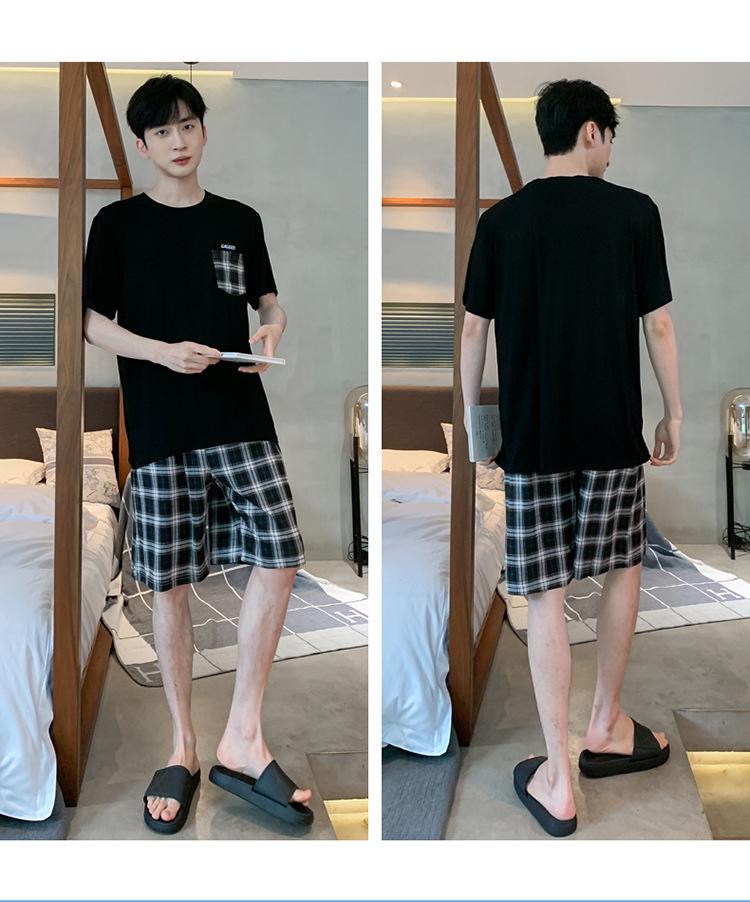 Men's Summer Modal Pajama Set: Korean Style Short-Sleeved Top and Shorts for Teens and College Students