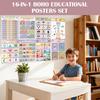 16 Educational Posters for Preschoolers, Laminated PreK Learning Poster Charts for Toddlers 1-3, Learning Wall Charts for Kids’ Bedroom, Playroom,