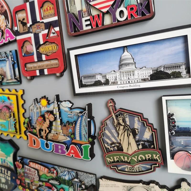 Norvegia IBIZA Barcelona Spania New York Seattle SUA Arabia Saudită Dubai Barcelona magnet de frigider din lemn decorare casă cadouri pentru prieteni