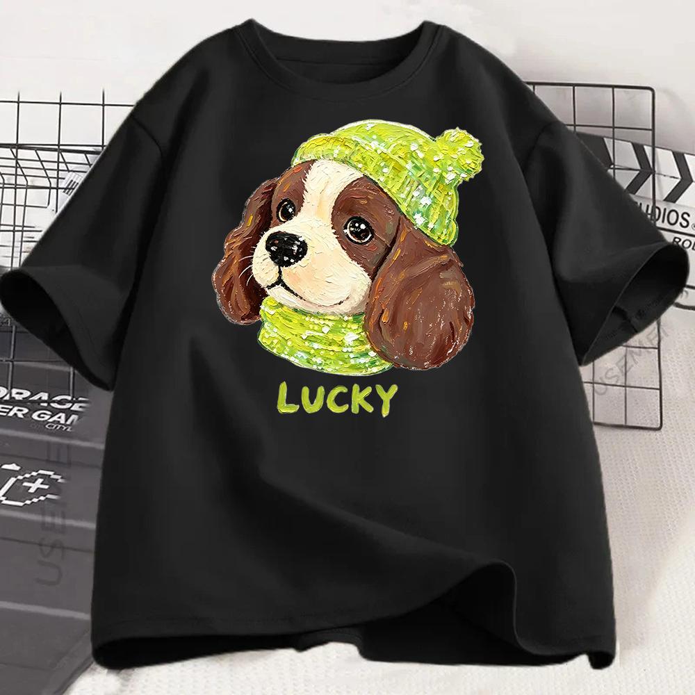 Cute Puppy Head Print Tshirt Unisex Summer Loose Short Sleeve Cartoon Dog Graphic Tee Kawaii Pet Casual Top Unisex Clothes