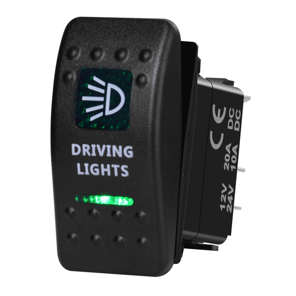 12V/24V Marine Rocker Switch Green LED SPST ON-OFF DPDT ON-OFF-ON Momentary Toggle for 4x4 Off-Road RZR ATV ARB Carling Style