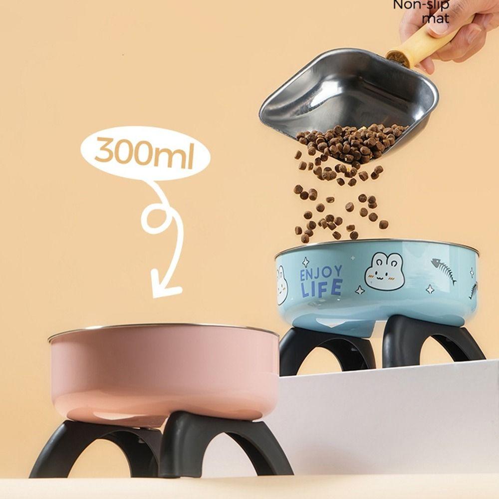 Neck Protection Cat High Footed Bowl Stainless Steel Cat Food Water Bowl  for Cats Dogs