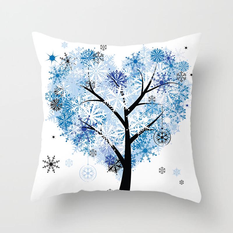 Painted Tree Digital Printed Peach Skin Square Pillow Cushion Cover Home Furnishings