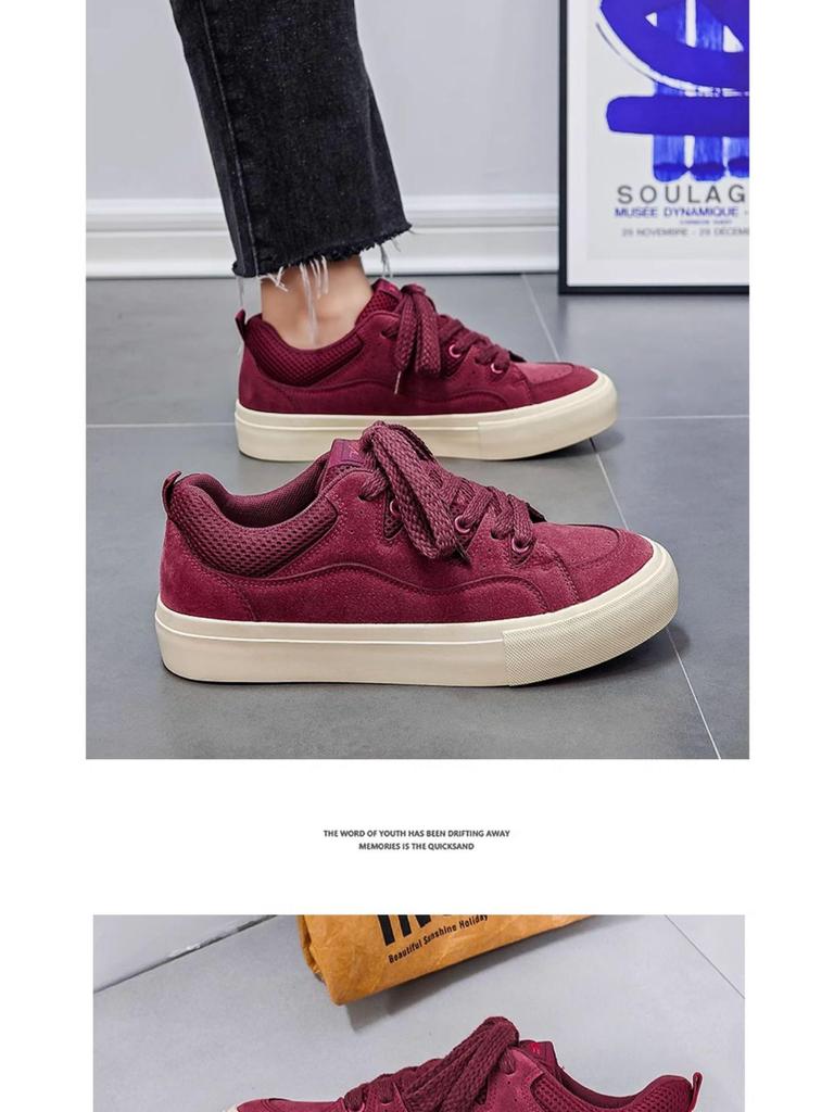 Burgunderfarbene Herren-Trend-Canvas-Sneaker: Vielseitiges, atmungsaktives Mesh für Freizeitsport und Sommer-Style