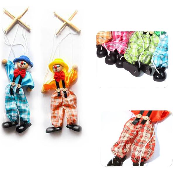 MISS. CHEN 7&7 2 Packs Clown Marionette Puppet Toy String Puppet for Funny Parent-Child Interactive Toy Wooden Doll Family Pretend Play Puppetry