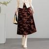 Demana Velvet Embossed A-Line Midi Skirt