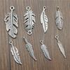 20pcs Feather Charms Feather Pendants Jewelry Making Feather Charms For Bracelet Making Antique Silver Color