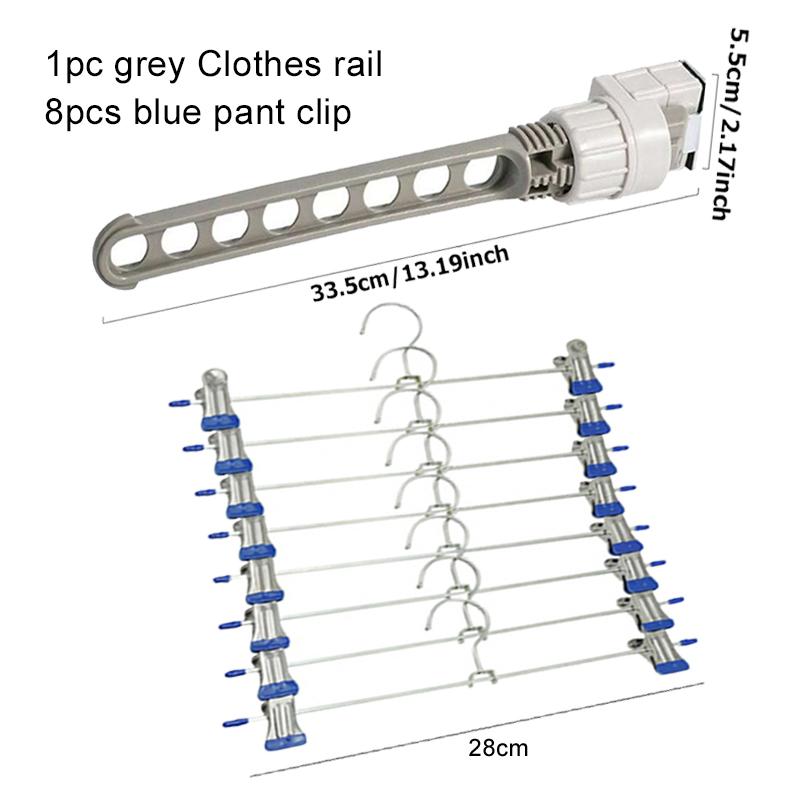 5/8pcs Hangers 8Holes Clothesline Plastic Hanger Non-slip Stainless Steel Pants Clip Portable Household Essentials Dormitory TMZ