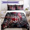 Ensemble de literie 3 pièces imprimé motif AC Milan Housse de couette et taies d'oreiller douces, respectueuses de la peau, lavables Ensemble toutes saisons Chambre à coucher