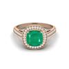 1.5 Cts Cushion Emerald 925 Sterling Silver Rose Vermeil Solitaire Engagement Wedding Women Ring
