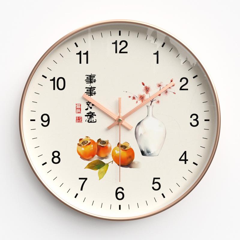 Wall Clock New Chinese Style Wall Clock Living Room Fashion Home Clock Bedroom Ultra-quiet Quartz Clock 30cm