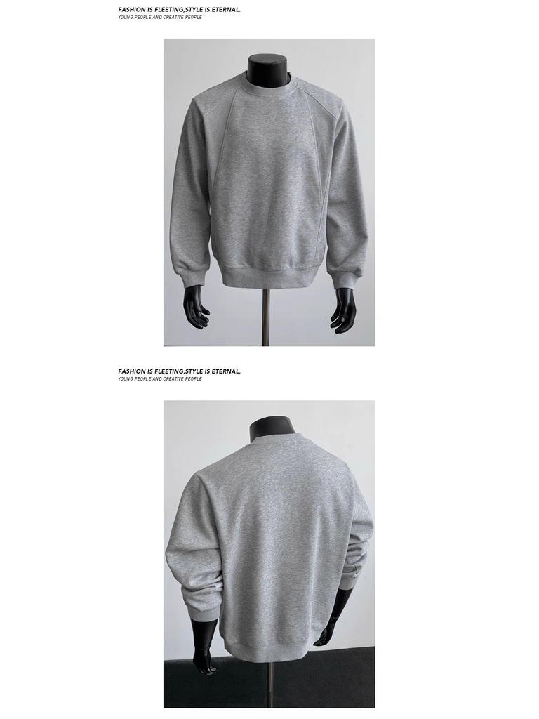 Men's Plus Size Heavyweight Crewneck Hoodie - Fleece Lined, Loose Fit, Long Sleeve, Trendy for Autumn and Winter