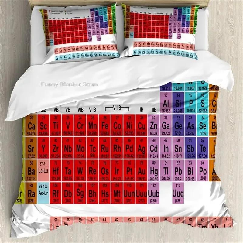 Hot New Periodic Table Duvet Cover Set,Science Freak Chemistry Lovers Colorful Element Table for Fun Learning Image Bedding Set