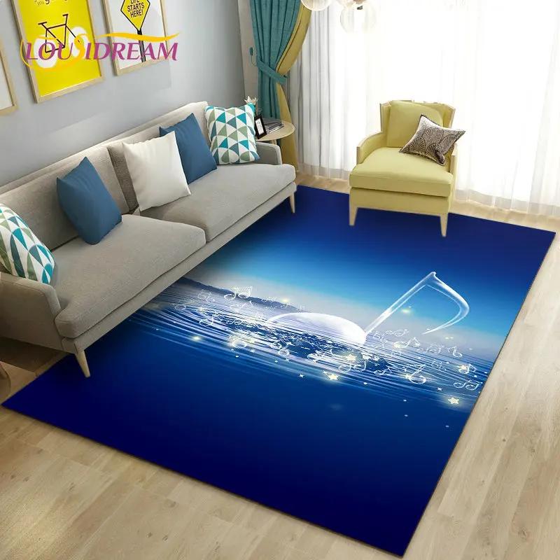 Alfombra grande con notas musicales hermosas en 3D, alfombra para sala de estar, dormitorio, sofá, decoración de cocina, alfombra antideslizante para juegos de niños