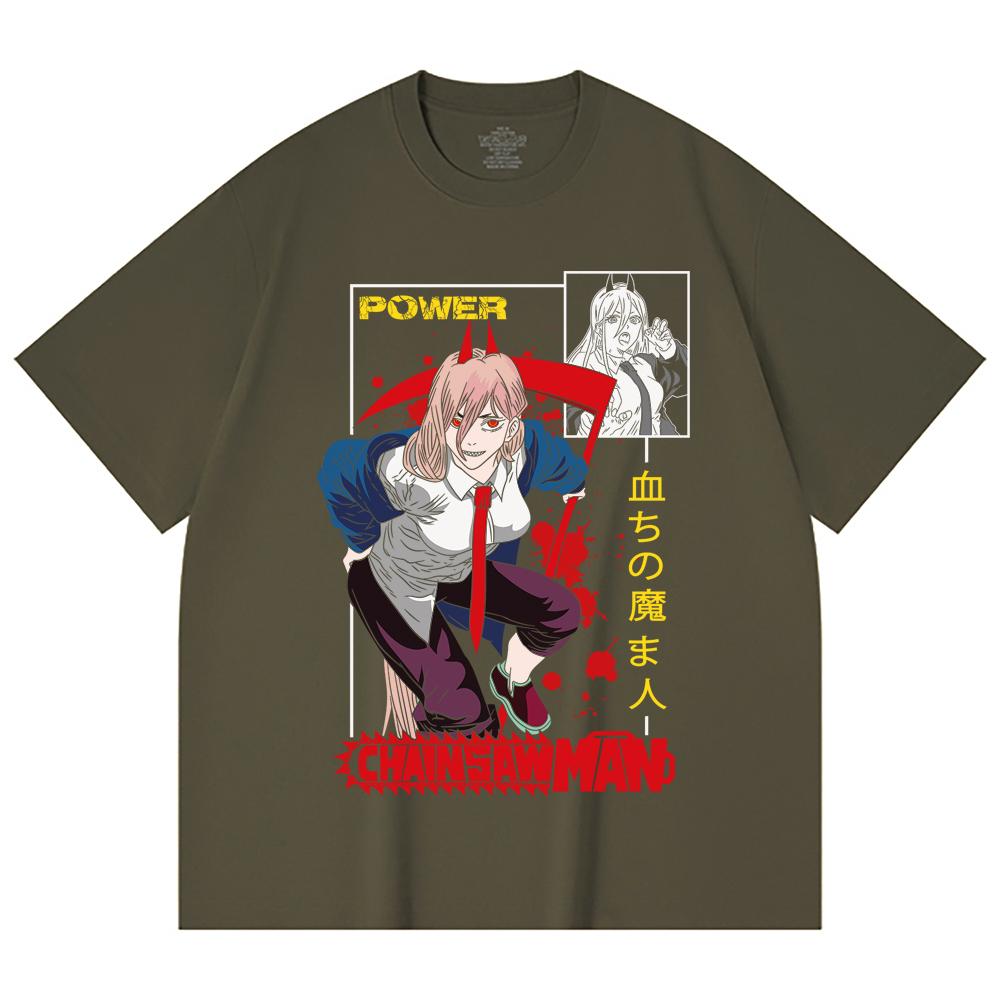 230 g/m² 100% Baumwolle Kettensägenmann V40 Power Print Unisex Schweres Baumwoll-T-Shirt