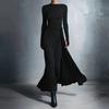 Fall New Women's Dresses Solid Color Elegant Wrap Long Dress with Embellishments Long Sleeve