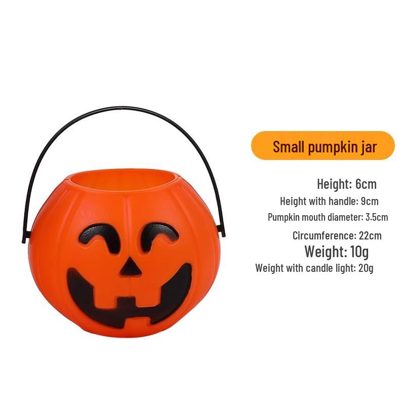 Halloween Shopping Mall Decor: Pumpkin Lantern & Bucket Candy Jar for Kids' Scenes