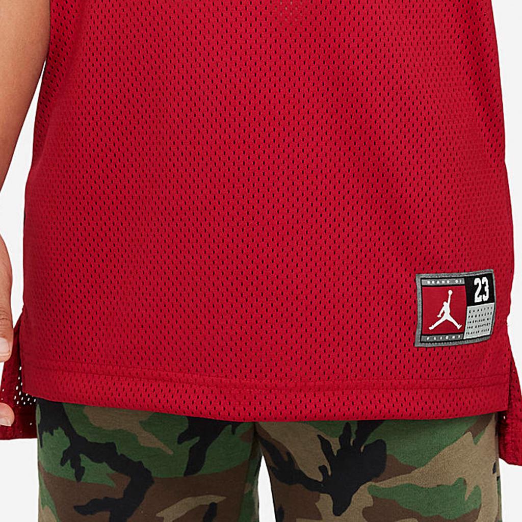 Jordan Camiseta de Baloncesto de Malla Transpirable con Estampado de Letras de la NBA para Niños Camiseta para Niños Roja DO1968-687