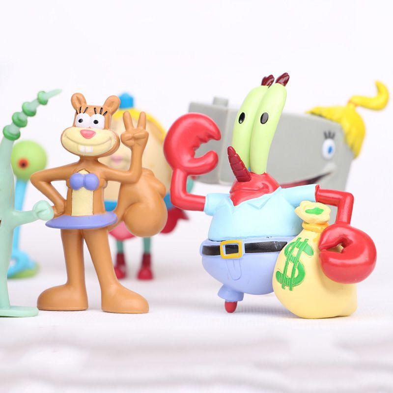 Bunte Spongebob Schwammkopf Patrick Sandy Gary 12 Stück Actionfigur Kuchenaufsatz Spielzeug für Feiern