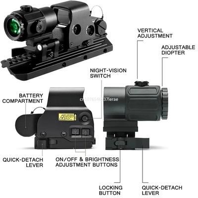 Tactical Airsoft G45 5X Magnifier 558 553 EXPS3 Red Dot Combo Scope Optics QD Mount Weaver Fit 20MM Rail Mount With Full Marking
