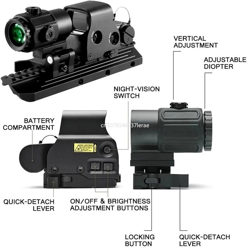 Tactical Airsoft G45 5X Magnifier 558 553 EXPS3 Red Dot Combo Scope Optics QD Mount Weaver Fit 20MM Rail Mount With Full Marking