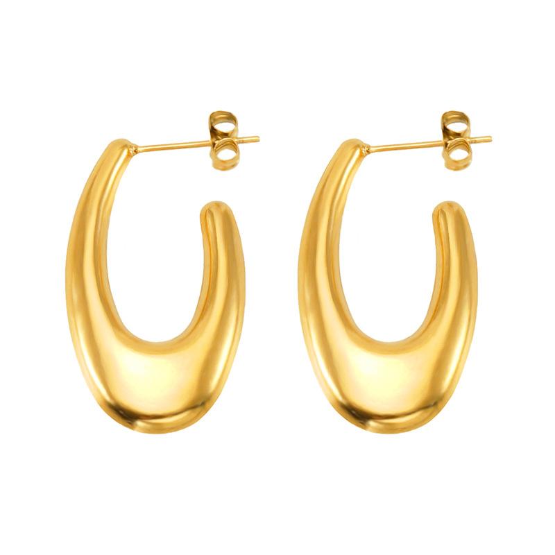 2025 new trendy fashion electroplating polished hollow earrings simple and versatile classic design earrings