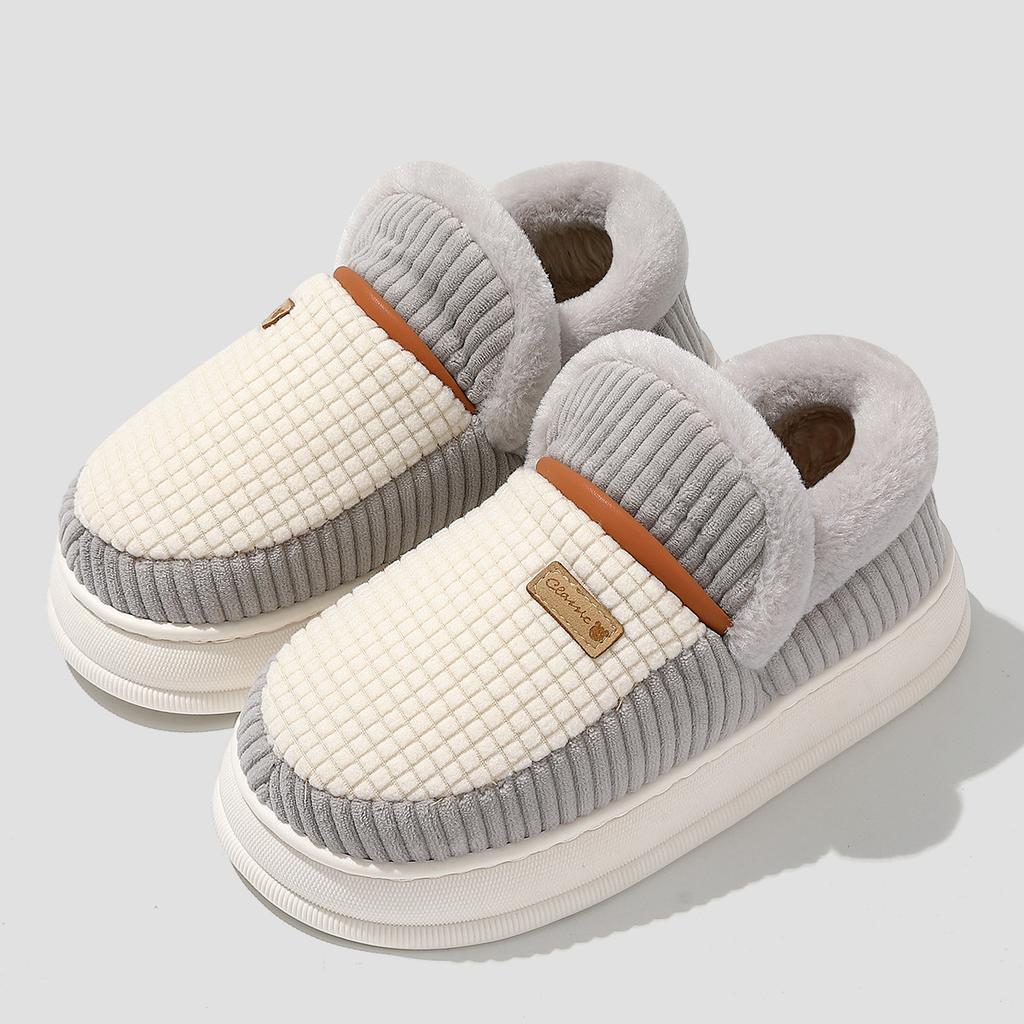 Cotton slippers new autumn and winter indoor home warmth plush non-slip thick-soled cotton shoes outer wear