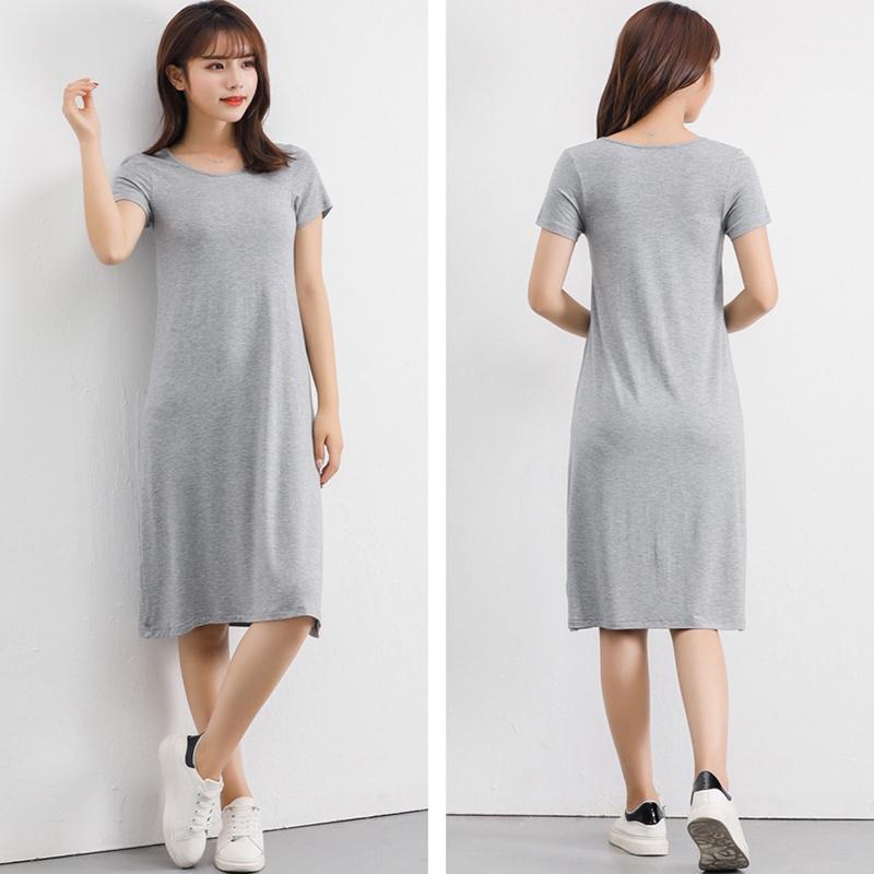 Plus Size Women's Summer Modal Short Sleeve Long T-shirt Casual Dress For Effortless Style