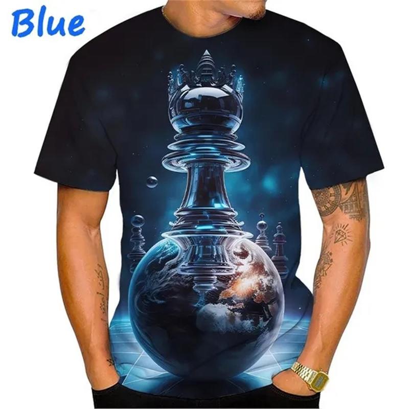 

Fun Chess Pattern 3D Printed T-shirt Men s Summer Casual Round Neck Top Fashionable Street Comfortable Short Sleeve Clothing XXXL