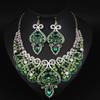 Elegant Full Diamond Clavicle Necklace & Earring Set for Evening Dress & Bridal Wear