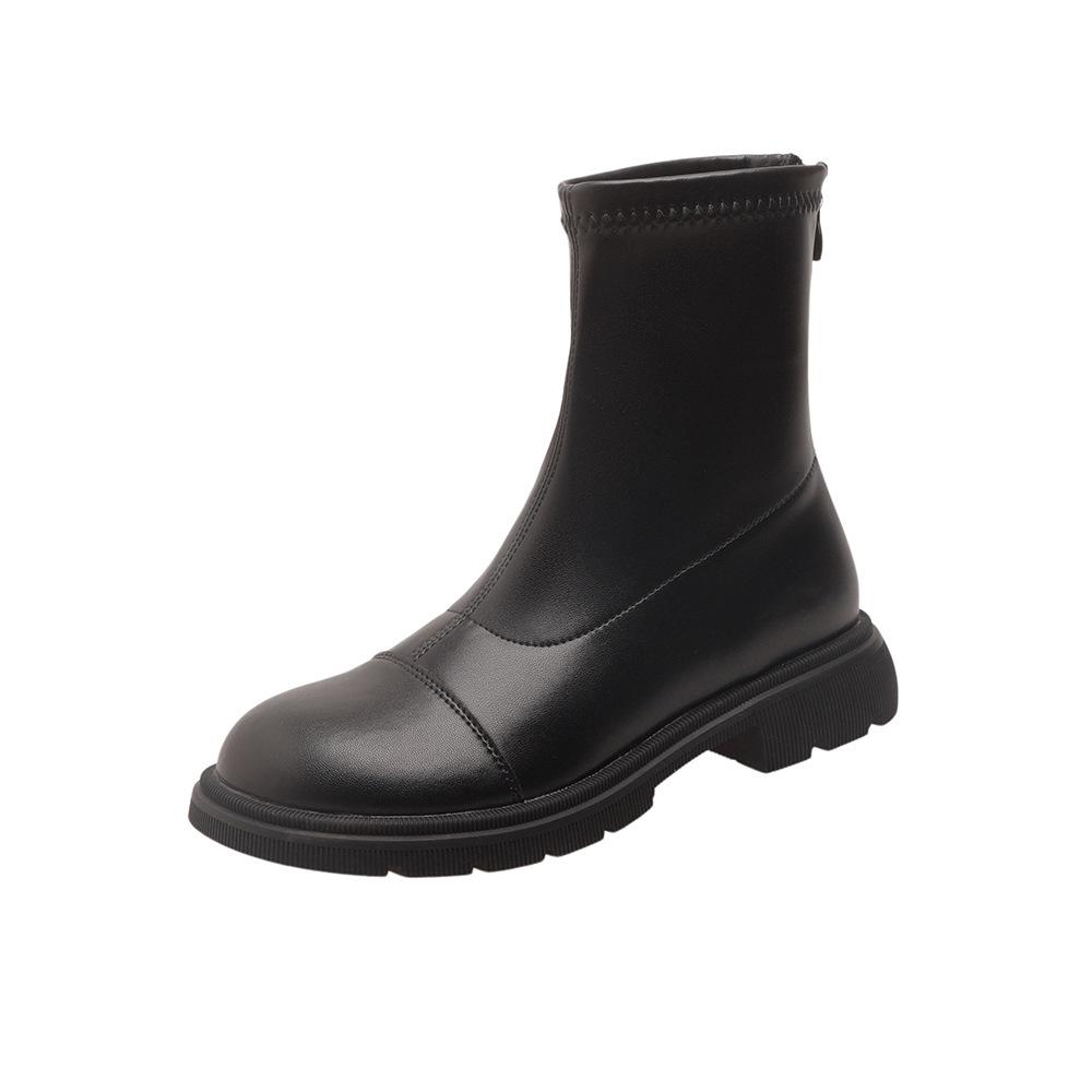 

Кожаные ботинки Мартин женские осенний ветер 2025 новые ретро мягкая кожа платформа молния сзади челси ботильоны 35 чёрный