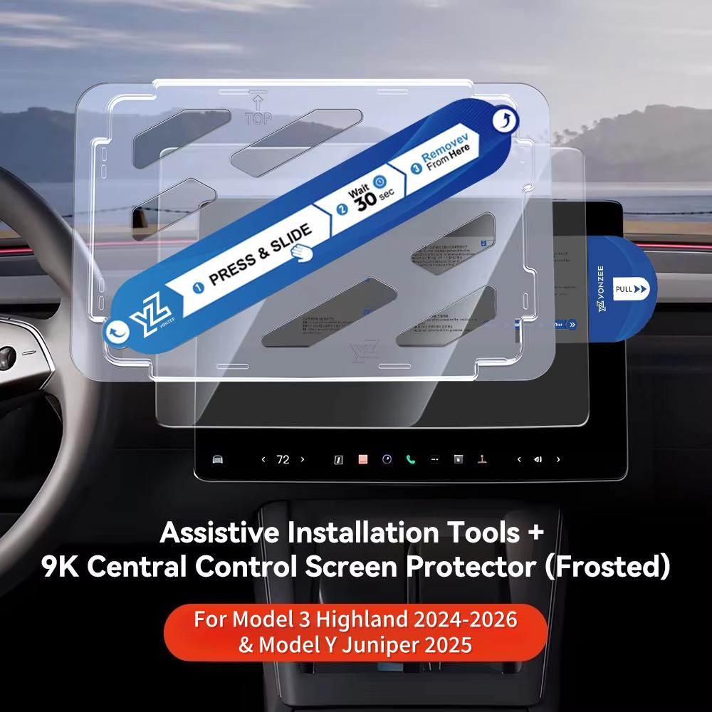 YZ Tempered Glass Film Protector For Tesla Model 3/Y/YL Highland Juniper 2025-2026 Rear Row Center Control Screen Protective