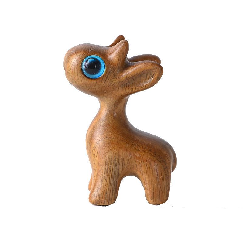 Green Sandalwood Giraffe Small Deer Ornaments Valentine's Day Gift Creative DIY Accessories Small Pendant sculptures & figurines