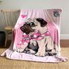 Cute Pug with Bow Blanket for All Seasons Blanket Lunch Break Throw Gift