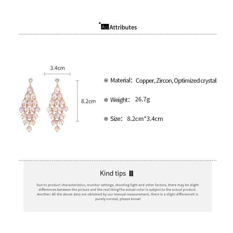 Colorful Transparent Water Drop Crystal Dangle Earrings Grape Strand Long Tassel Pendant Earring Dedicate Banquet Accessories C1