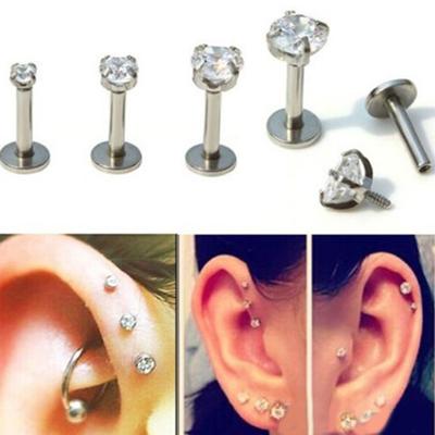 1Pc Unisex Cubic Zirconia Labret Lip Ring Ear Stud Piercing Tragus